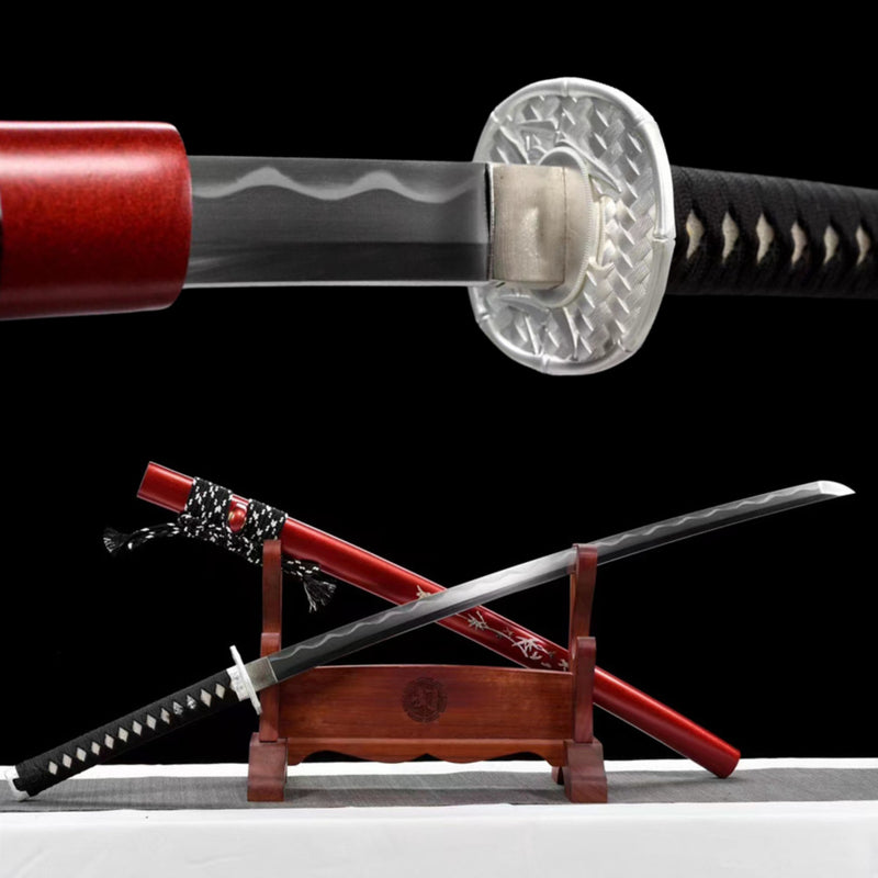 Katana Shenyun T10 Clay Tempered Red Saya 神韻 | KatanaSwordArt Katana For Sale