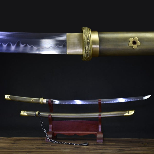 Katana Silver Moon T10 Clay Tempered Brass Saya 銀月 | KatanaSwordArt Katana For Sale