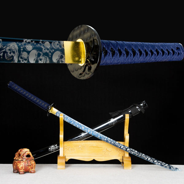 Katana Skeleton Manganese Steel Blue Blade 封魔 | KatanaSwordArt Katana For Sale