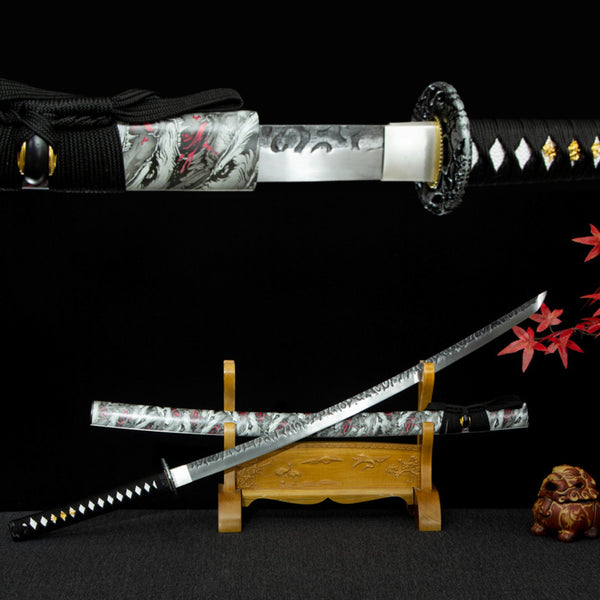 Katana Soul Wolf Manganese Steel White Saya 魂狼 | KatanaSwordArt Katana For Sale