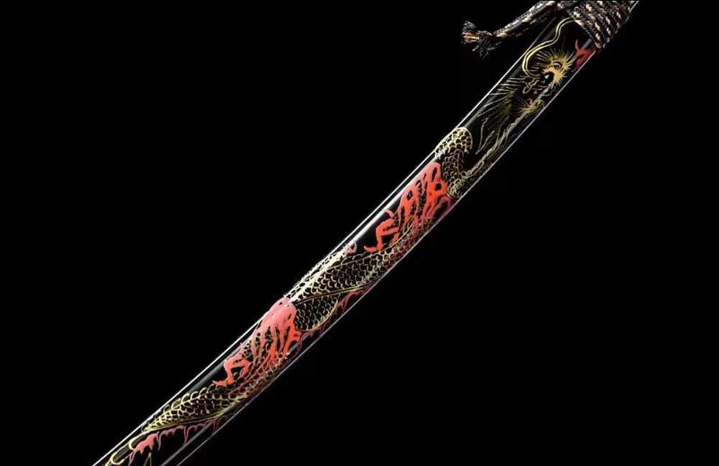 Katana Tenglong Manganese Steel Engraved Motifs Mirror Finish 騰龍 | KatanaSwordArt Katana For Sale