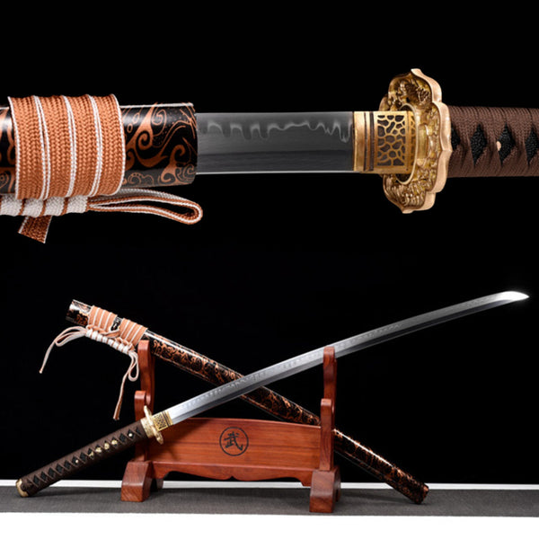 Katana Terrifying Waves T10 Clay Tempered Red Saya 驚濤 | KatanaSwordArt Katana For Sale