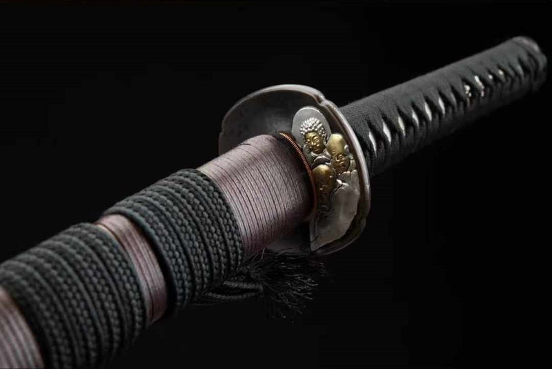 Katana Three Buddhas Snake Damascus Steel Clay Tempered 三佛 | KatanaSwordArt Katana For Sale