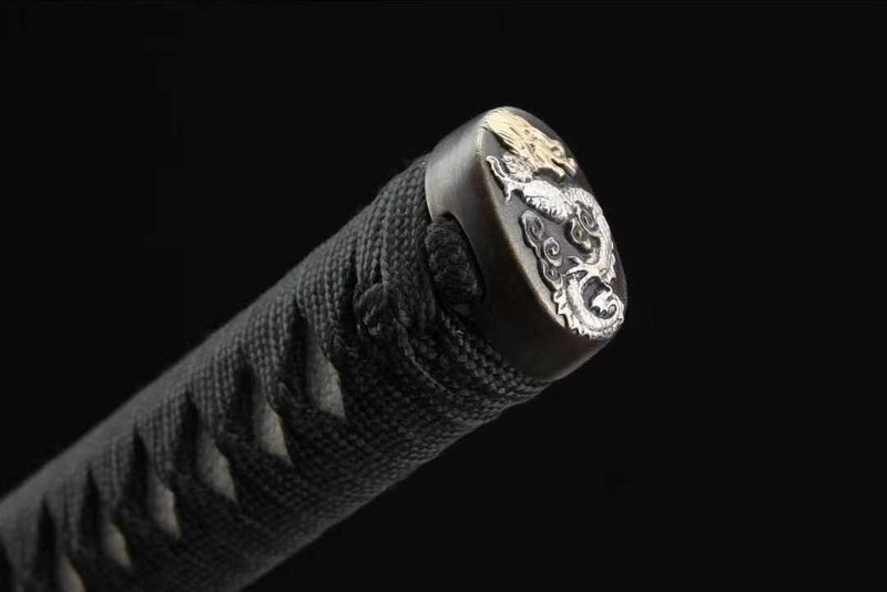 Katana Three Buddhas Snake Damascus Steel Clay Tempered 三佛 | KatanaSwordArt Katana For Sale