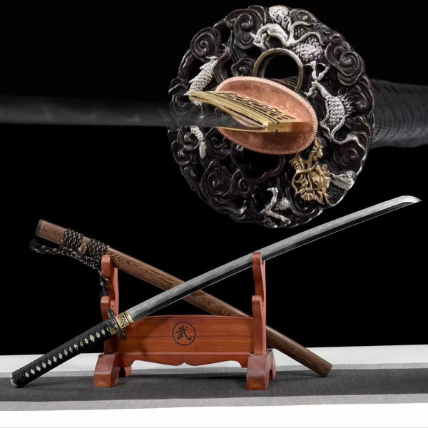 Katana War Dragon Damascus Folded Clay Tempered Rosewood Saya 戰龍 | KatanaSwordArt Katana For Sale 2025