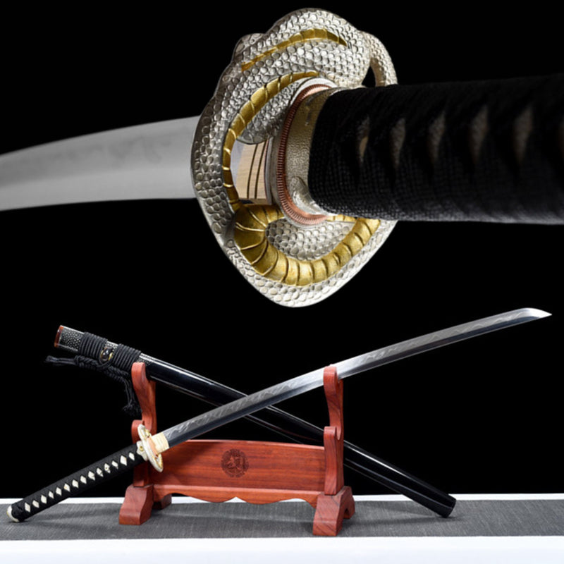 Katana White Snake T10 Clay Tempered Black Saya 白蛇 | KatanaSwordArt Katana For Sale