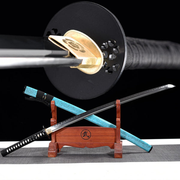 Katana XueYu T10 Clay Tempered Steel Blue Saya 雪域 | KatanaSwordArt Katana For Sale