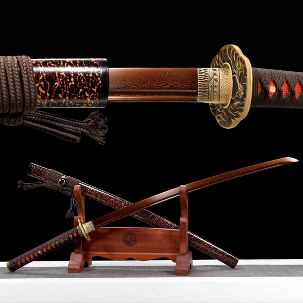 Katana YanYu Damascus Folded Red Blade 炎獄 | KatanaSwordArt Katana For Sale 2025