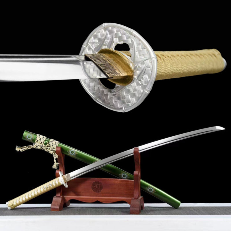 Katana Zhuji Spring Steel Green Saya 竹迹 | KatanaSwordArt Katana For Sale