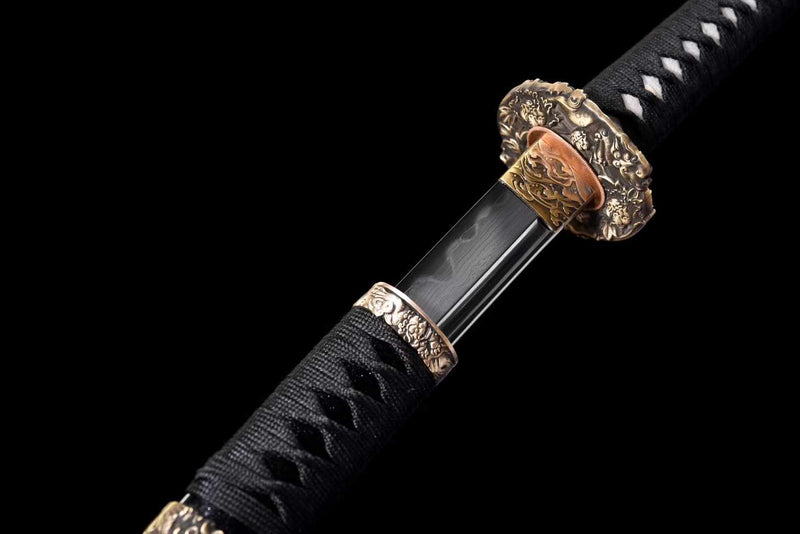 Tachi Sword Huche Sanmai Steel Clay Tempered Black Saya 虎徹 | KatanaSwordArt Katana For Sale