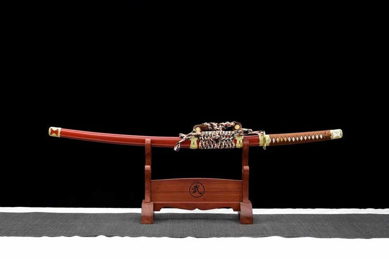 Tachi Sword JinZhuang T10 Clay Tempered Red Saya 金裝 | KatanaSwordArt Katana For Sale