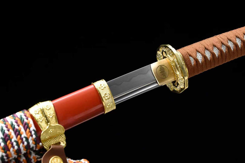 Tachi Sword JinZhuang T10 Clay Tempered Red Saya 金裝 | KatanaSwordArt Katana For Sale