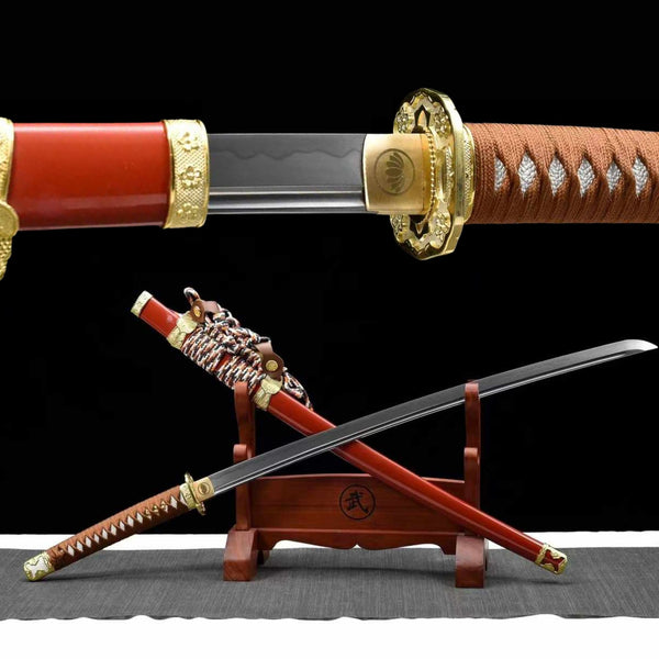 Tachi Sword JinZhuang T10 Clay Tempered Red Saya 金裝 | KatanaSwordArt Katana For Sale 2025