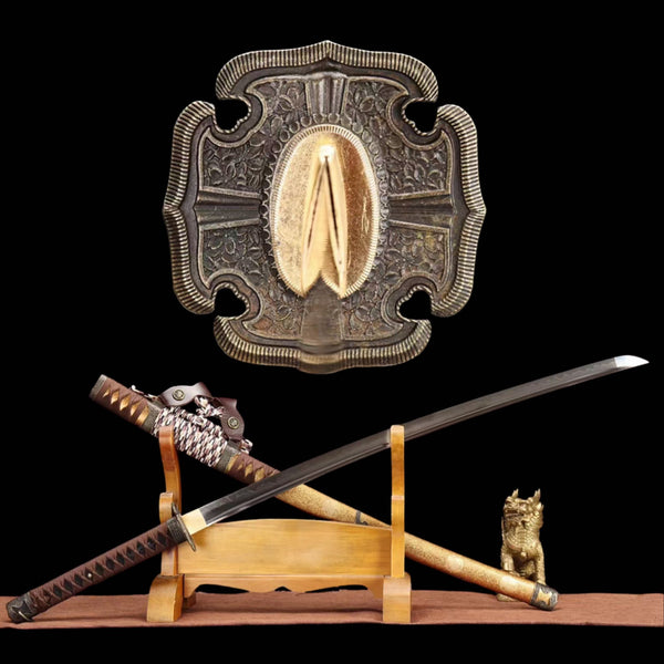 Tachi Sword Xinchang T10 Clay Tempered Yellow Saya 信長 | KatanaSwordArt Katana For Sale