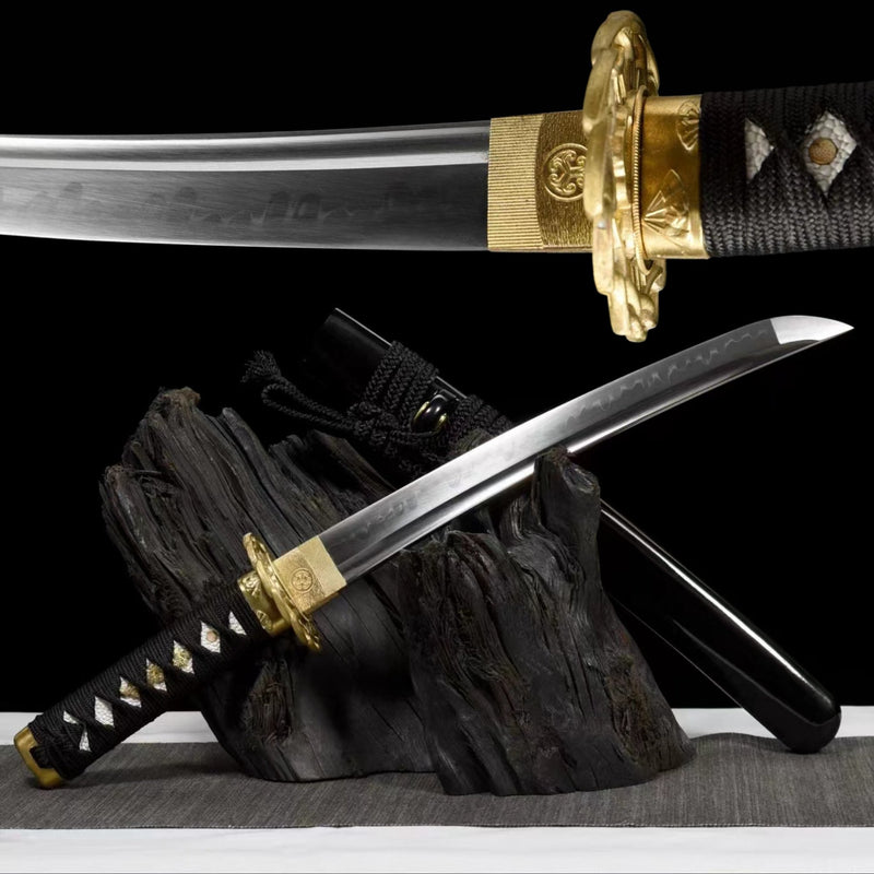 Tanto Sword JiGang T10 Clay Tempered Black 吉岡 | KatanaSwordArt Tanto For Sale