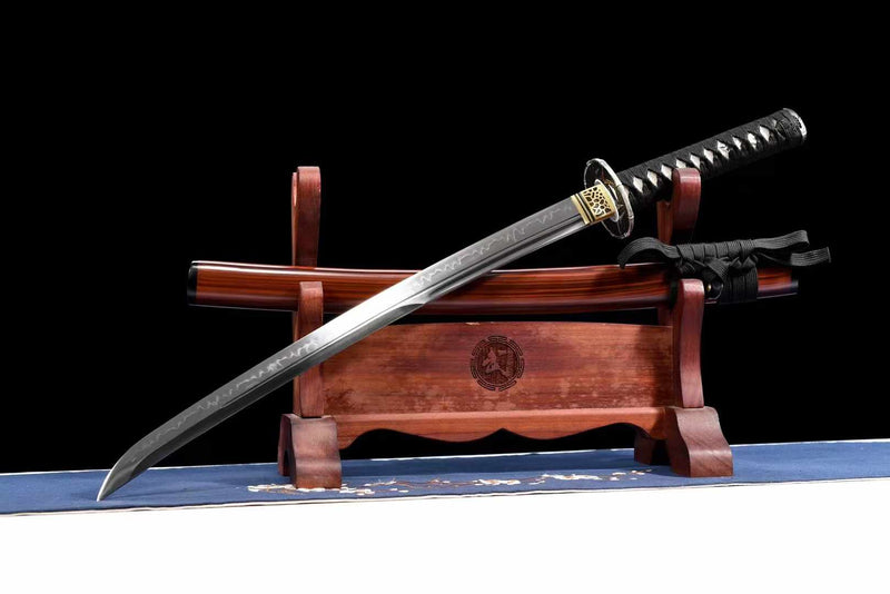 Wakizashi Kogarasu Maru Sandalwood Bamboo T10 Clay Tempered 檀竹 | KatanaSwordArt Wakizashi For Sale