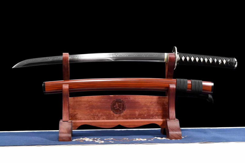 Wakizashi Kogarasu Maru Sandalwood Bamboo T10 Clay Tempered 檀竹 | KatanaSwordArt Wakizashi For Sale