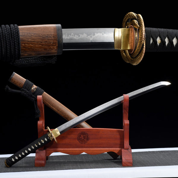 Wakizashi Sword Golden Python T10 Clay Tempered Steel 金蟒 | KatanaSwordArt Wakizashi For Sale