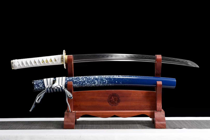 Wakizashi Sword Haitang T10 Clay Tempered Blue Saya 海棠 | KatanaSwordArt Wakizashi For Sale