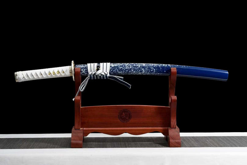 Wakizashi Sword Haitang T10 Clay Tempered Blue Saya 海棠 | KatanaSwordArt Wakizashi For Sale