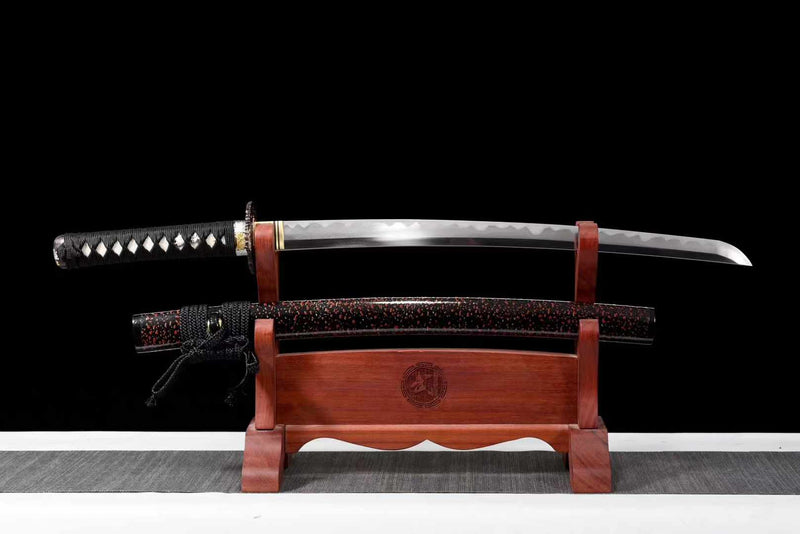 Wakizashi Sword Hua Kai Damascus Folded Clay Tempered 花开 | KatanaSwordArt Wakizashi For Sale