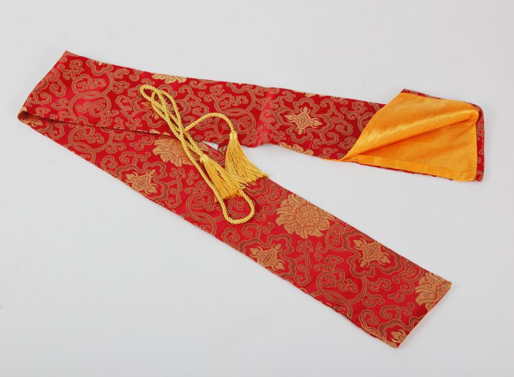 REAL Japanese Katana Sword Bag Red Gold Flourish Silk | Japanese Sword