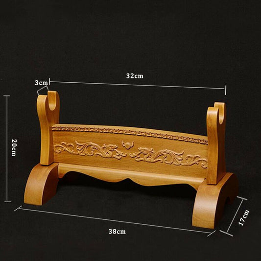 Sword Stand Double Dragon Carving Theme 1 - Layer Rack Base | KatanaSwordArt Sword Stand For Sale