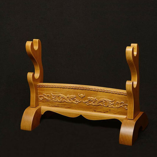 Sword Stand Double Dragon Carving Theme Double Layer Rack Base | KatanaSwordArt Sword Stand For Sale